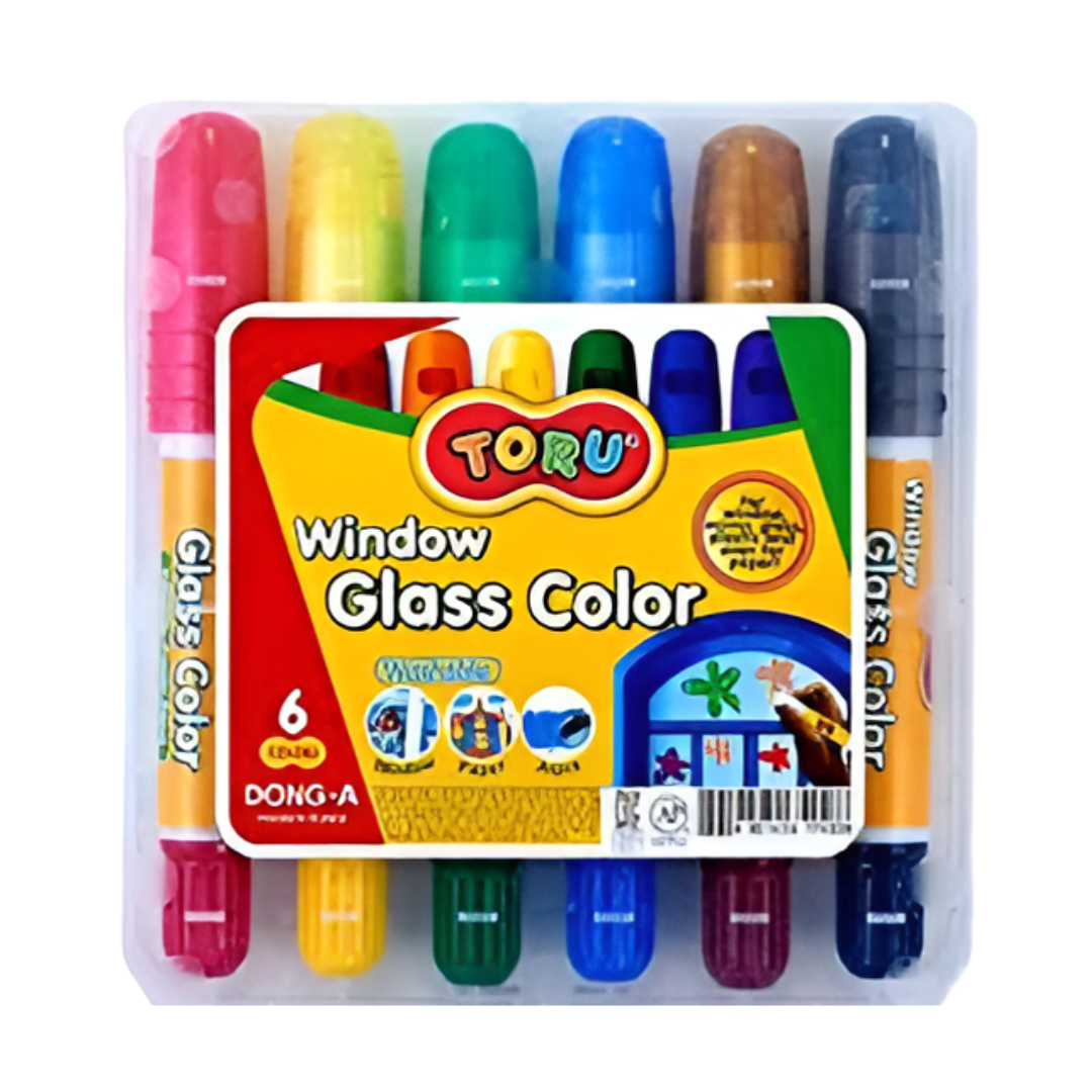 Dong-A Toru Jell Marker 6 Colour Set for Glass, Mirror, Plastic, Paper, Rubber