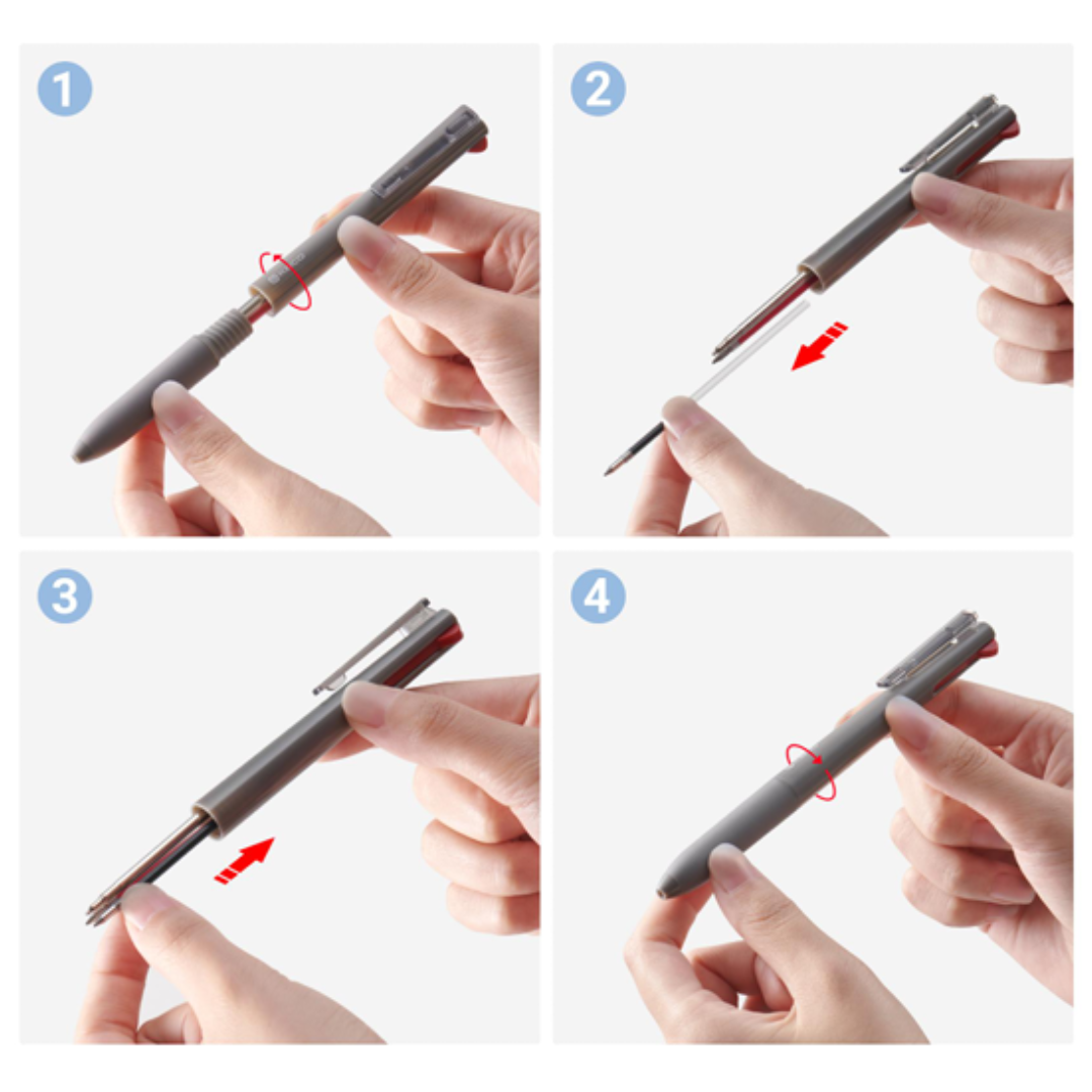 Kaco Easy 3 in 1 Multifunction 0.5mm Gel Pen(Black/Red)