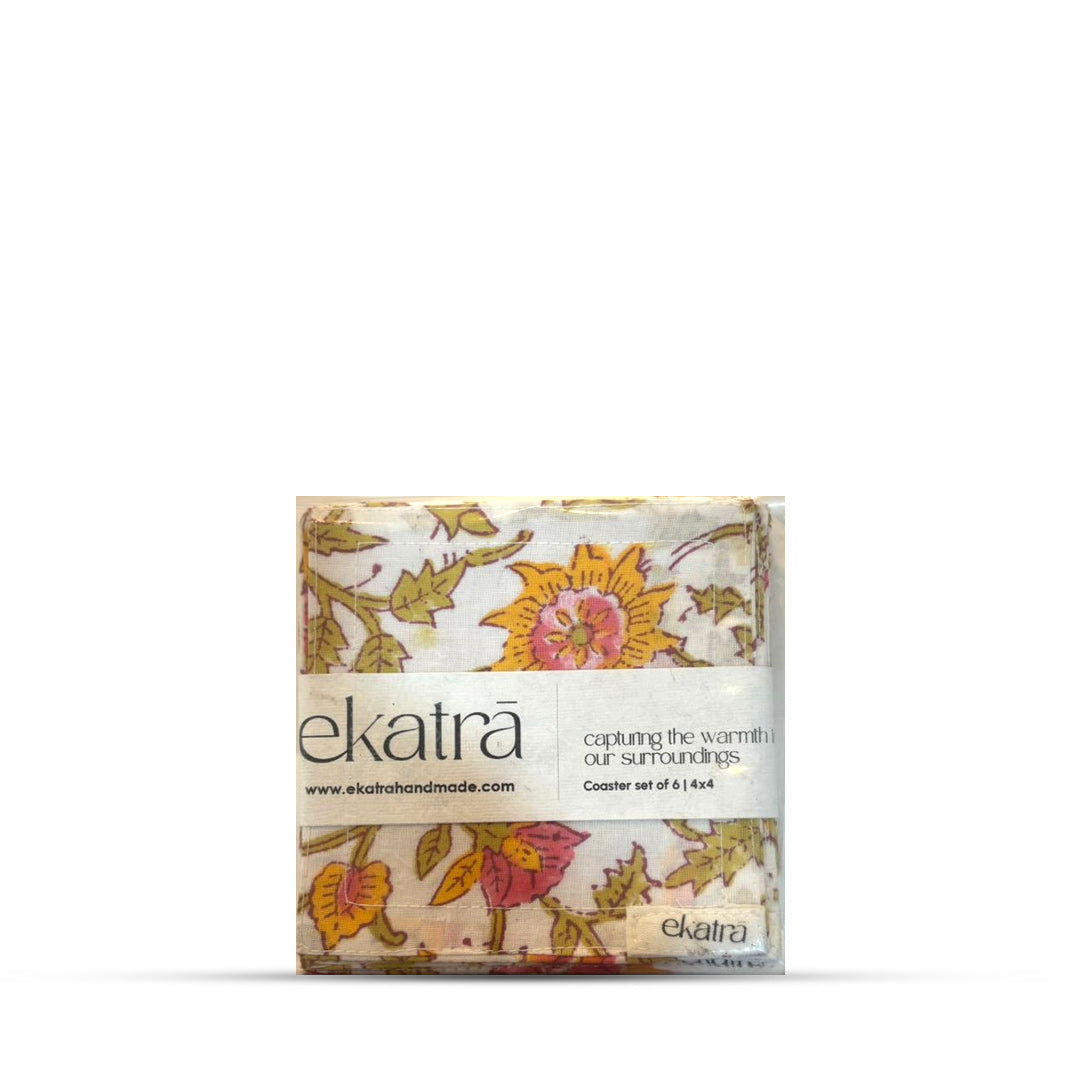 Ekatra Cotton Cloth Assorted Coasters Set