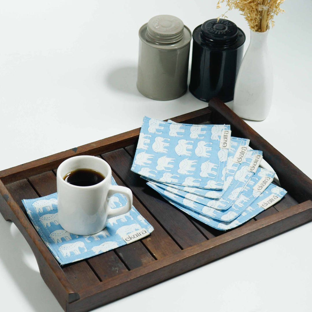 Ekatra Cotton Cloth Assorted Coasters -Set Of 6