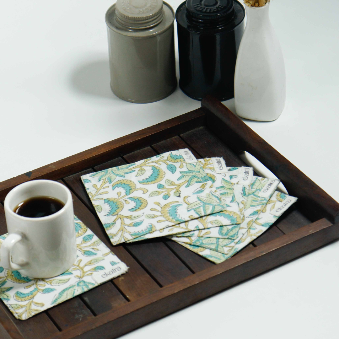 Ekatra Cotton Cloth Assorted Coasters -Set Of 6