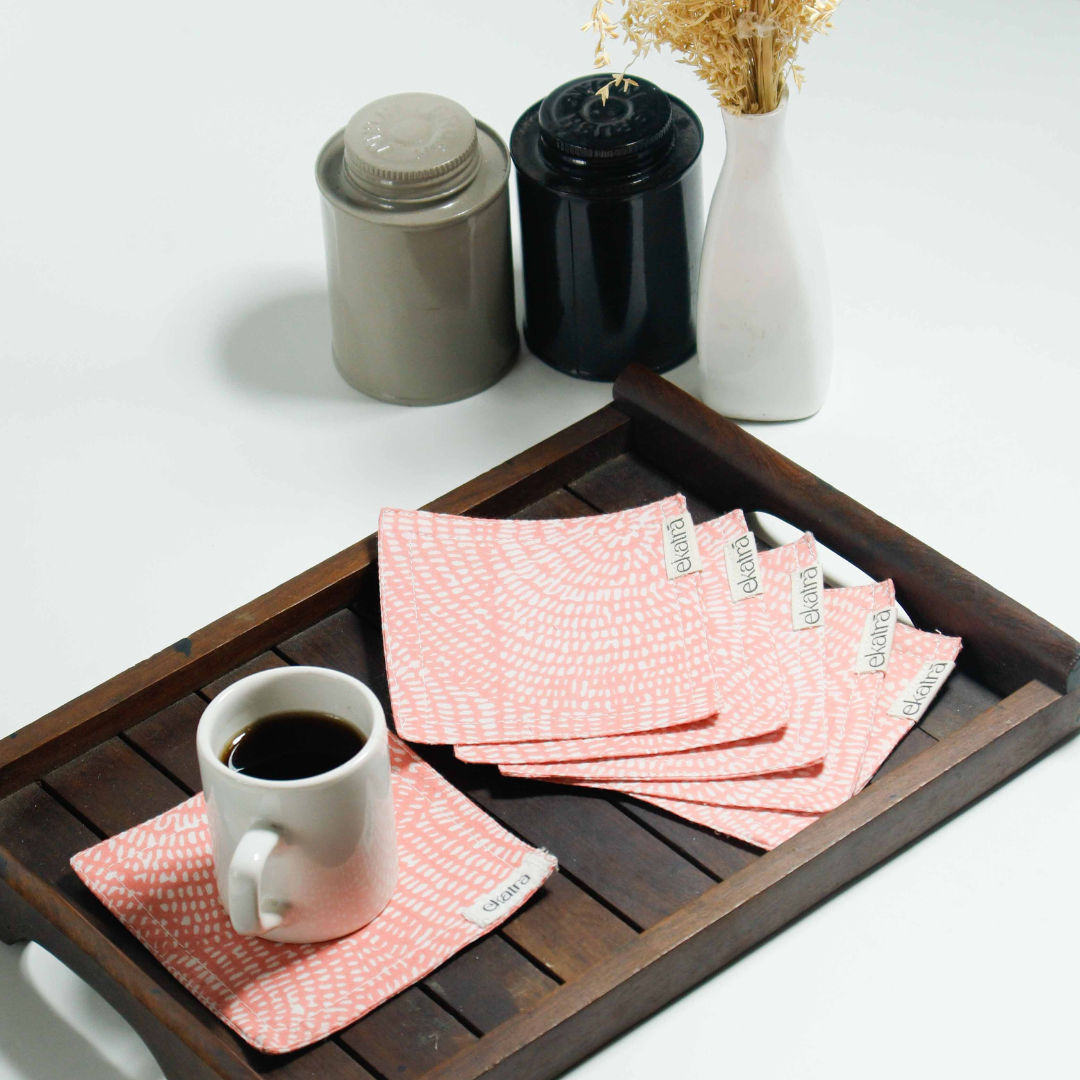 Ekatra Cotton Cloth Assorted Coasters -Set Of 6