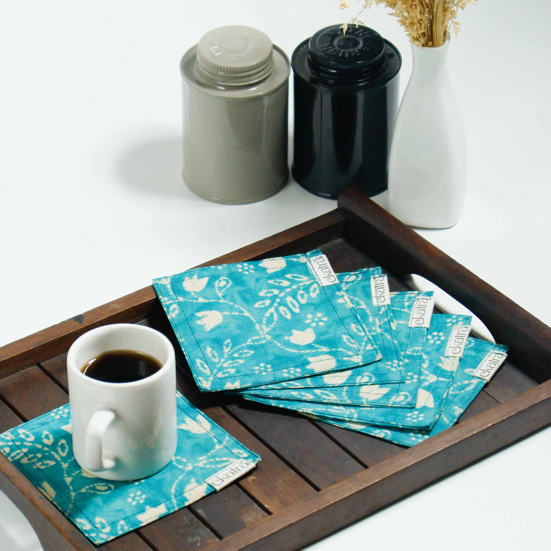 Ekatra Cotton Cloth Assorted Coasters -Set Of 6