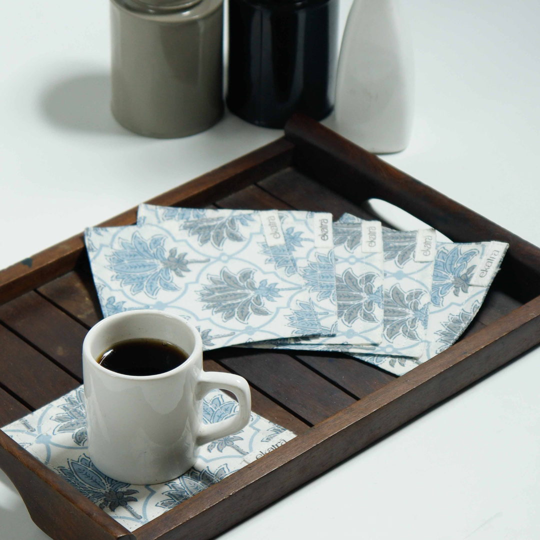 Ekatra Cotton Cloth Assorted Coasters -Set Of 6