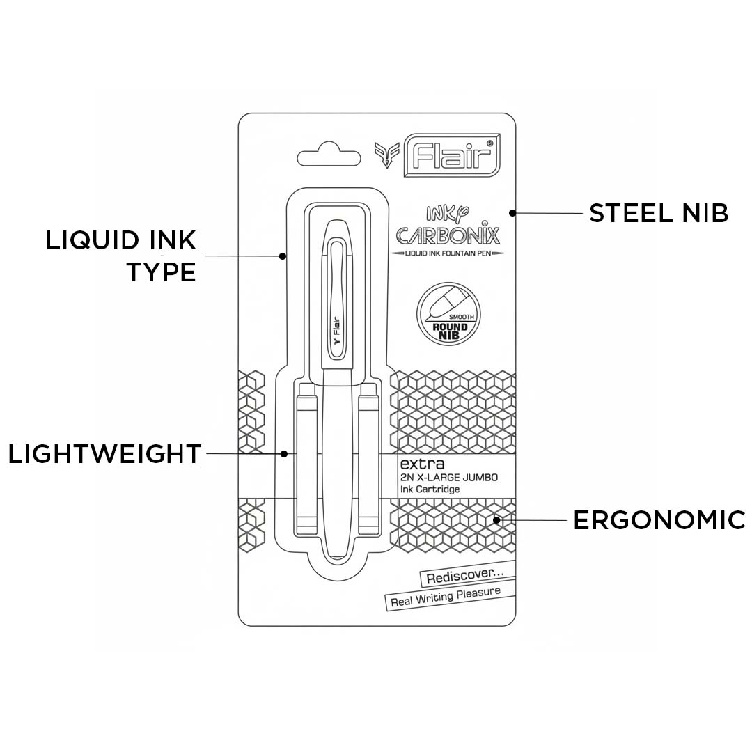 Flair Inky Carbonix Liquid Ink Fountain Pen – SCOOBOO