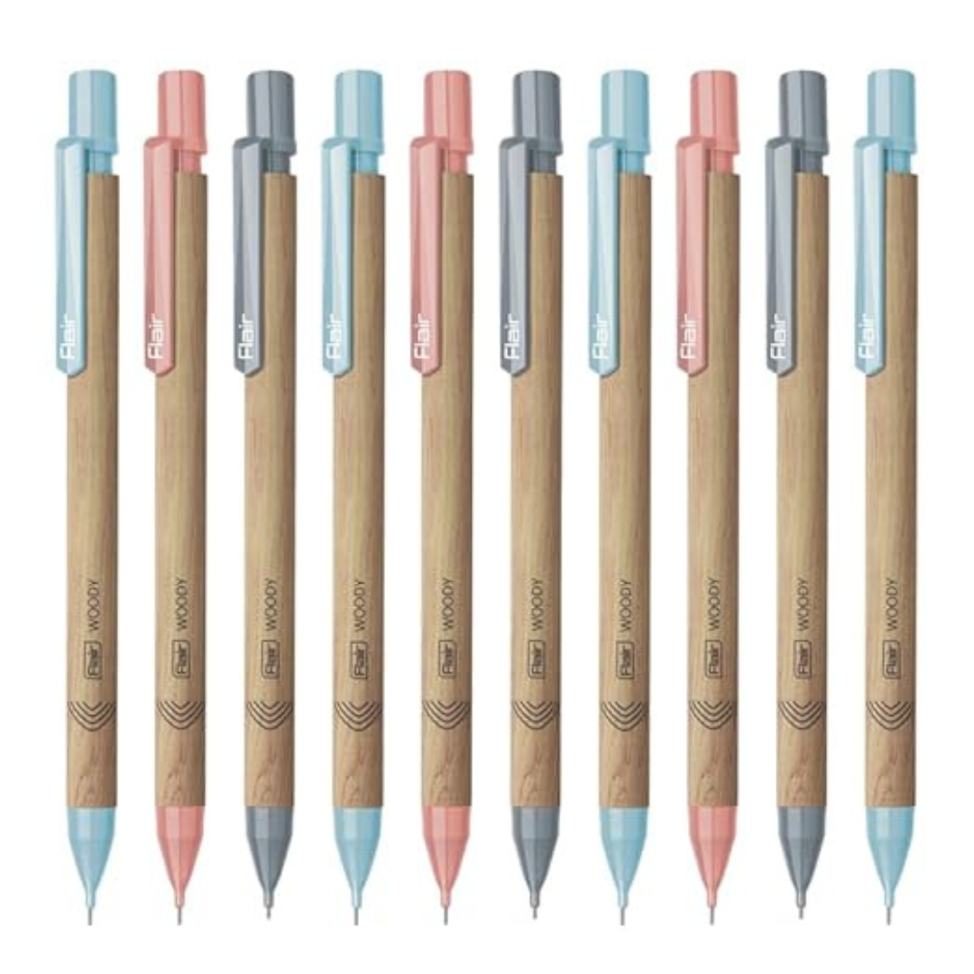 Flair Woody 0.7mm & 0.5mm Multicolor Mechanical Pencil-Pack of 10