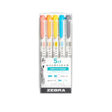 Zebra Mildliner Dual-Tip Brush Pen Set x 5