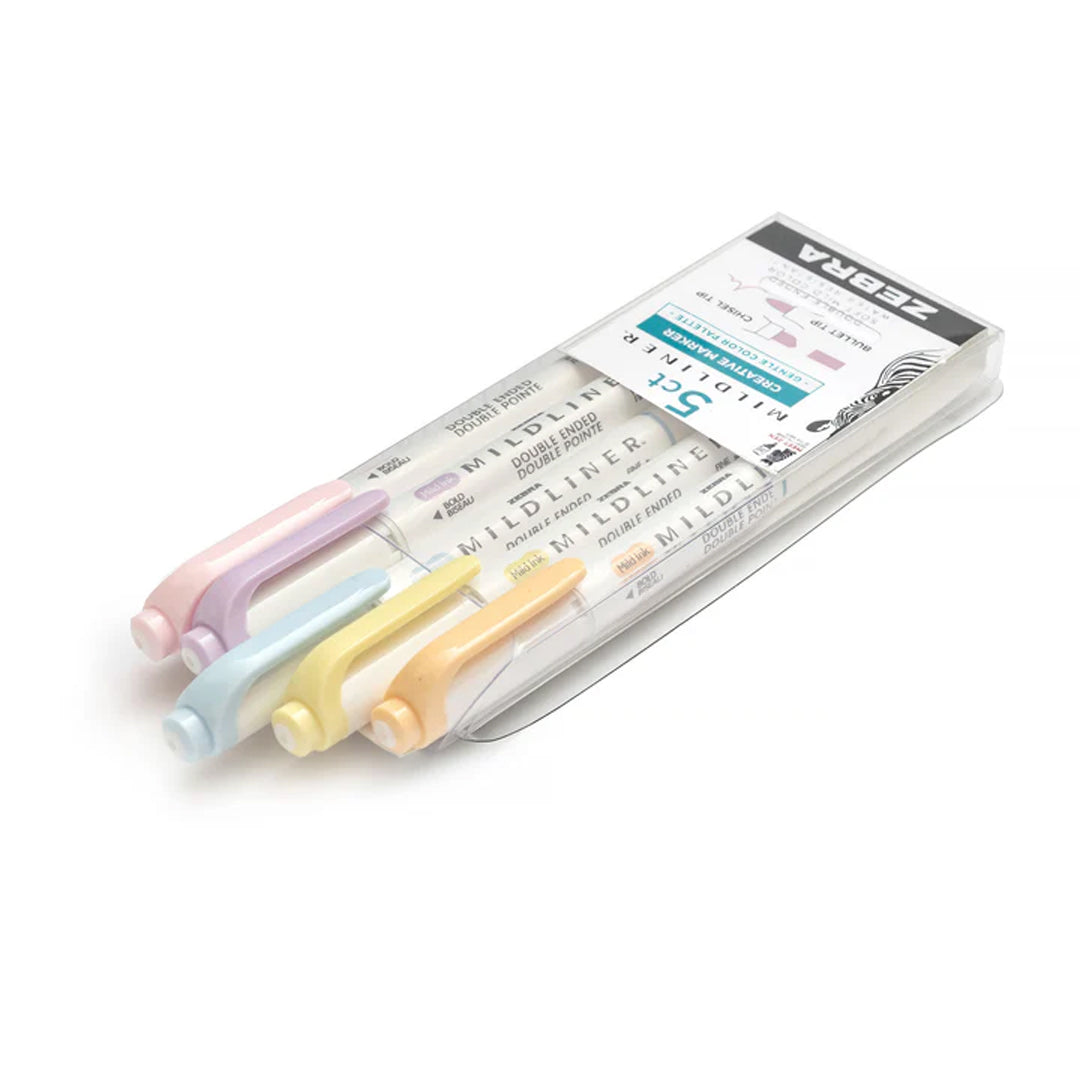 Zebra Mildliner Dual-Tip Brush Pen Set x 5