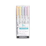 Zebra Mildliner Dual-Tip Brush Pen Set x 5