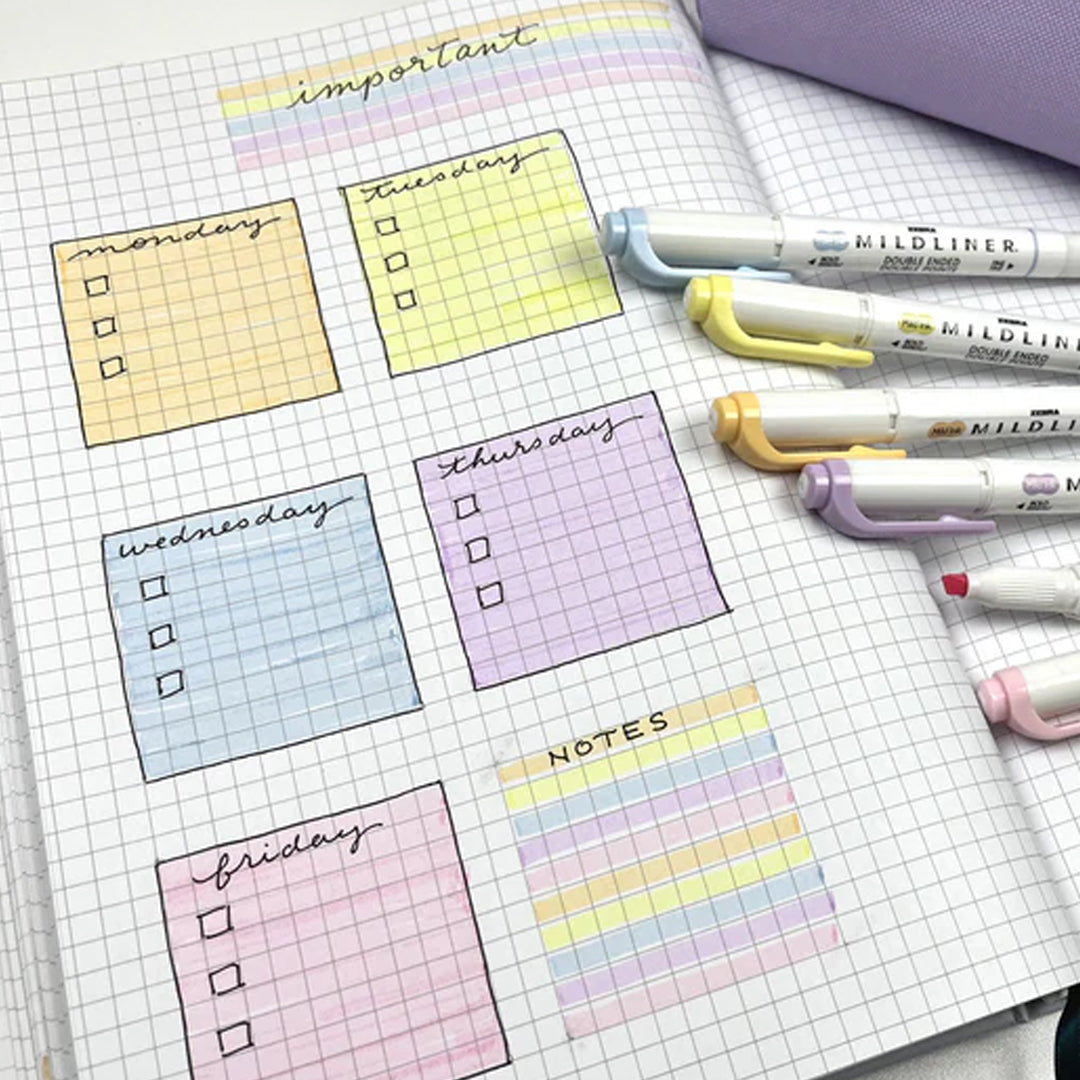 Zebra Mildliner Dual-Tip Brush Pen Set x 5