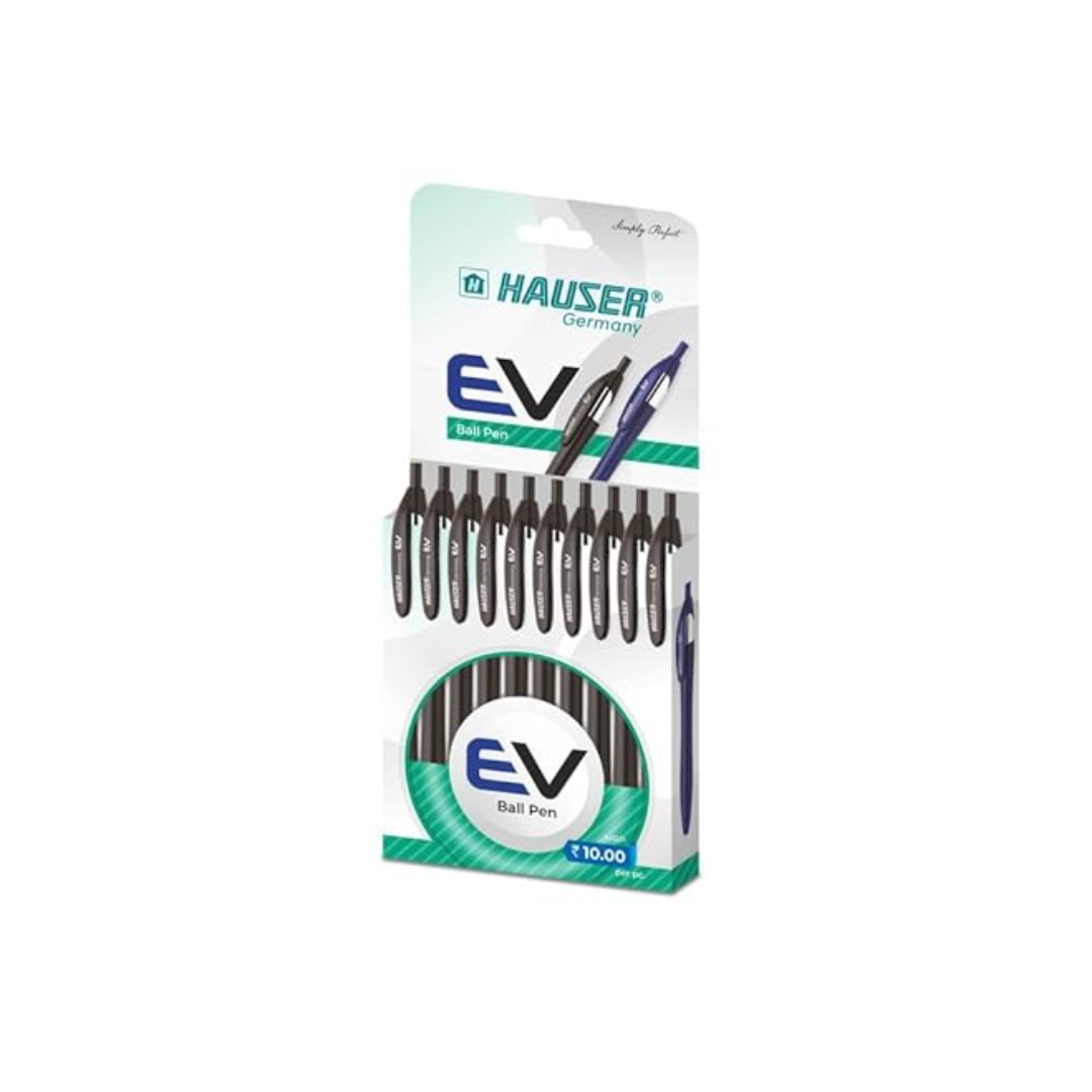 Hauser EV Retractable Black Ball Pen-Pack of 10