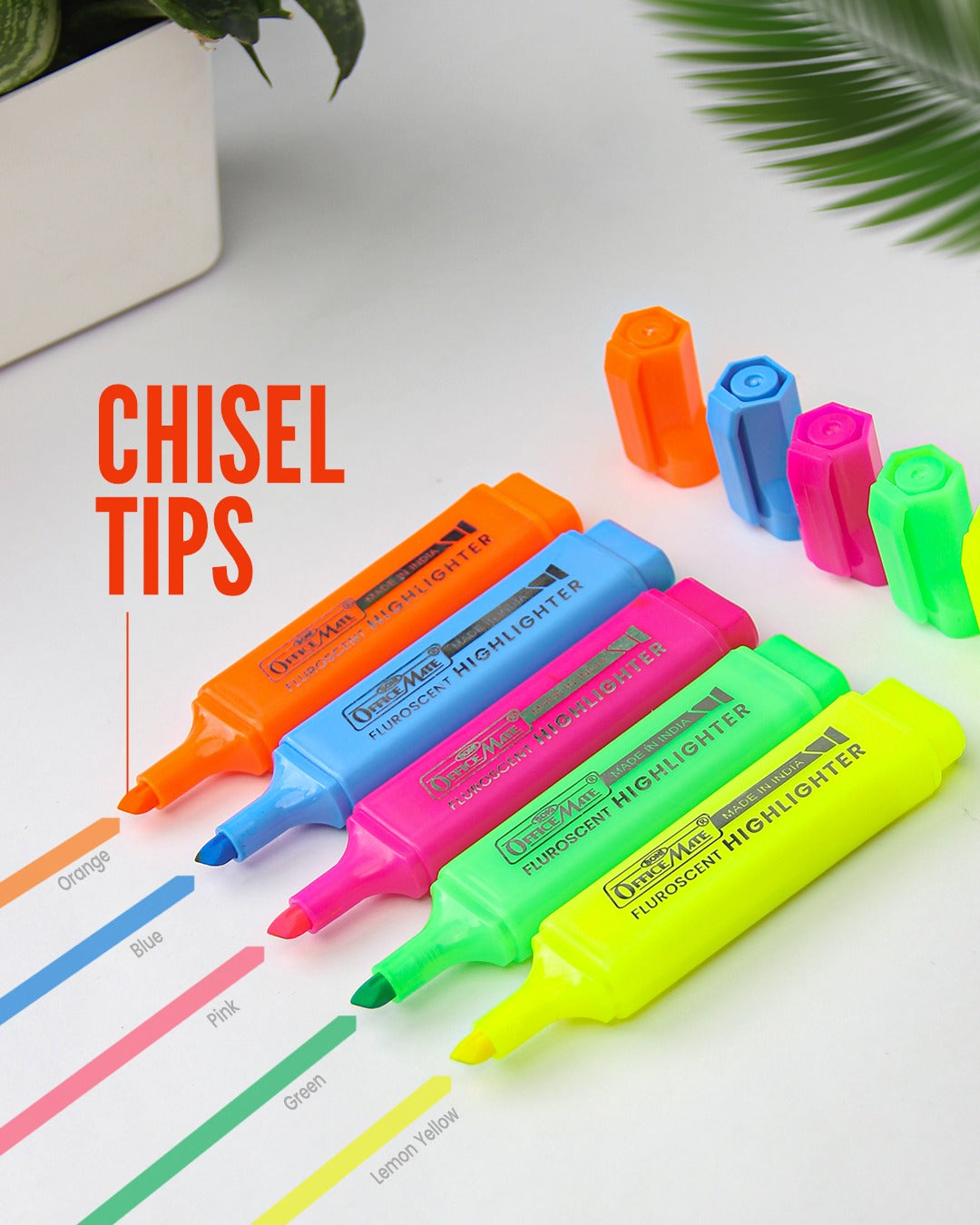Soni Officemate Fluorescent Highlighters - Pack of 5