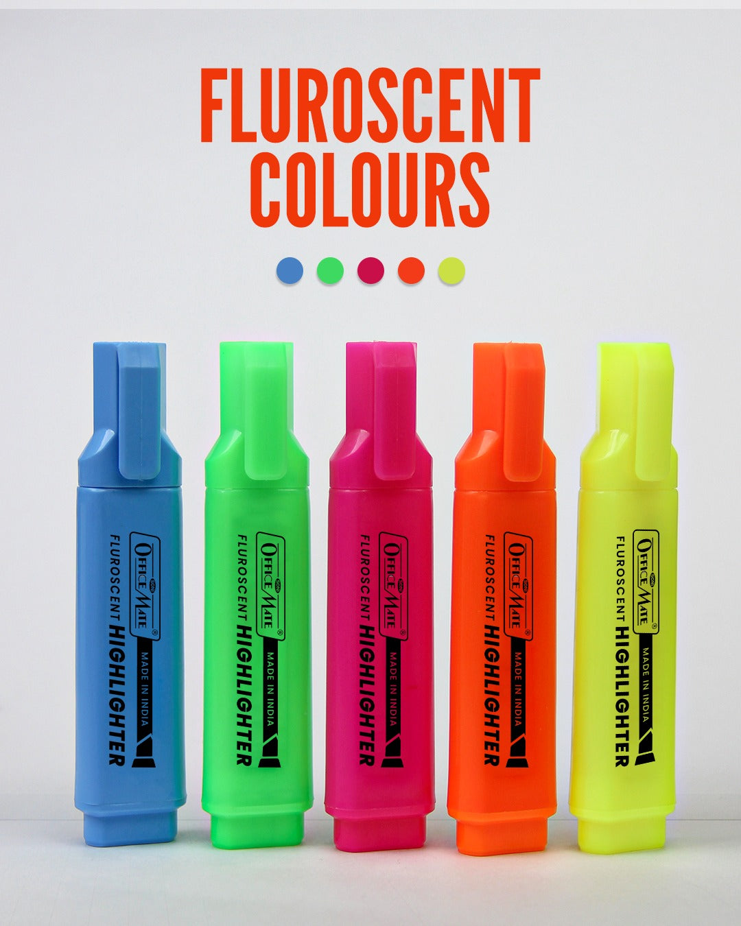 Soni Officemate Fluorescent Highlighters - Pack of 5