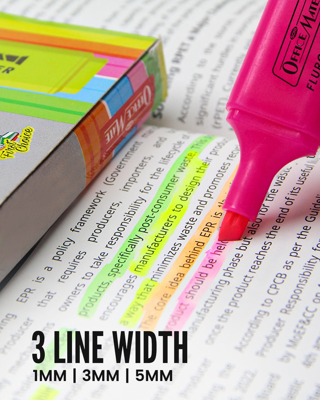 Soni Officemate Fluorescent Highlighters - Pack of 5