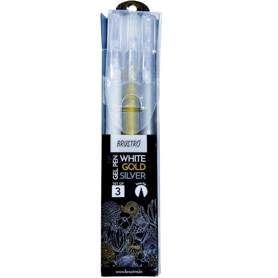 Brustro White Gold Silver Gel Pen Set
