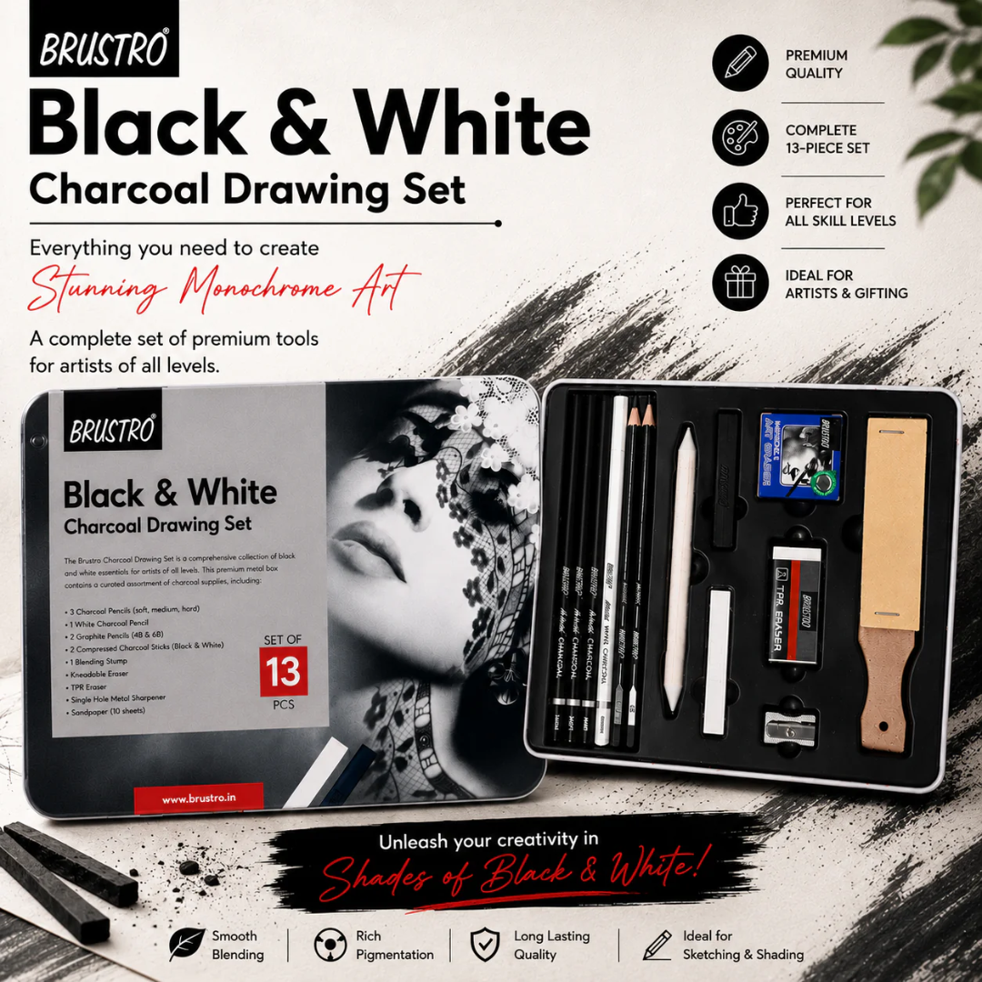 Brustro Black & White Charcoal Drawing Set