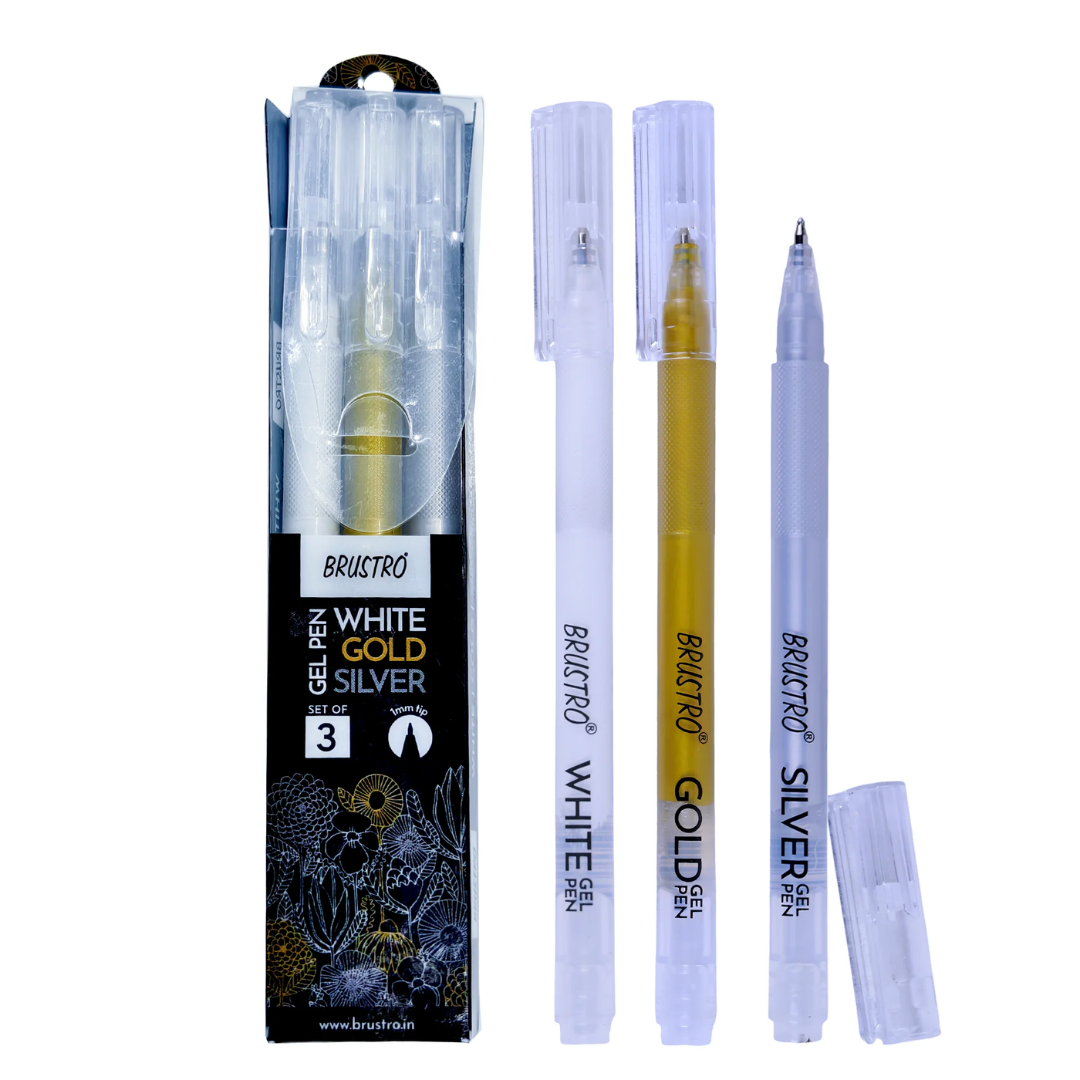 Brustro White Gold Silver Gel Pen Set