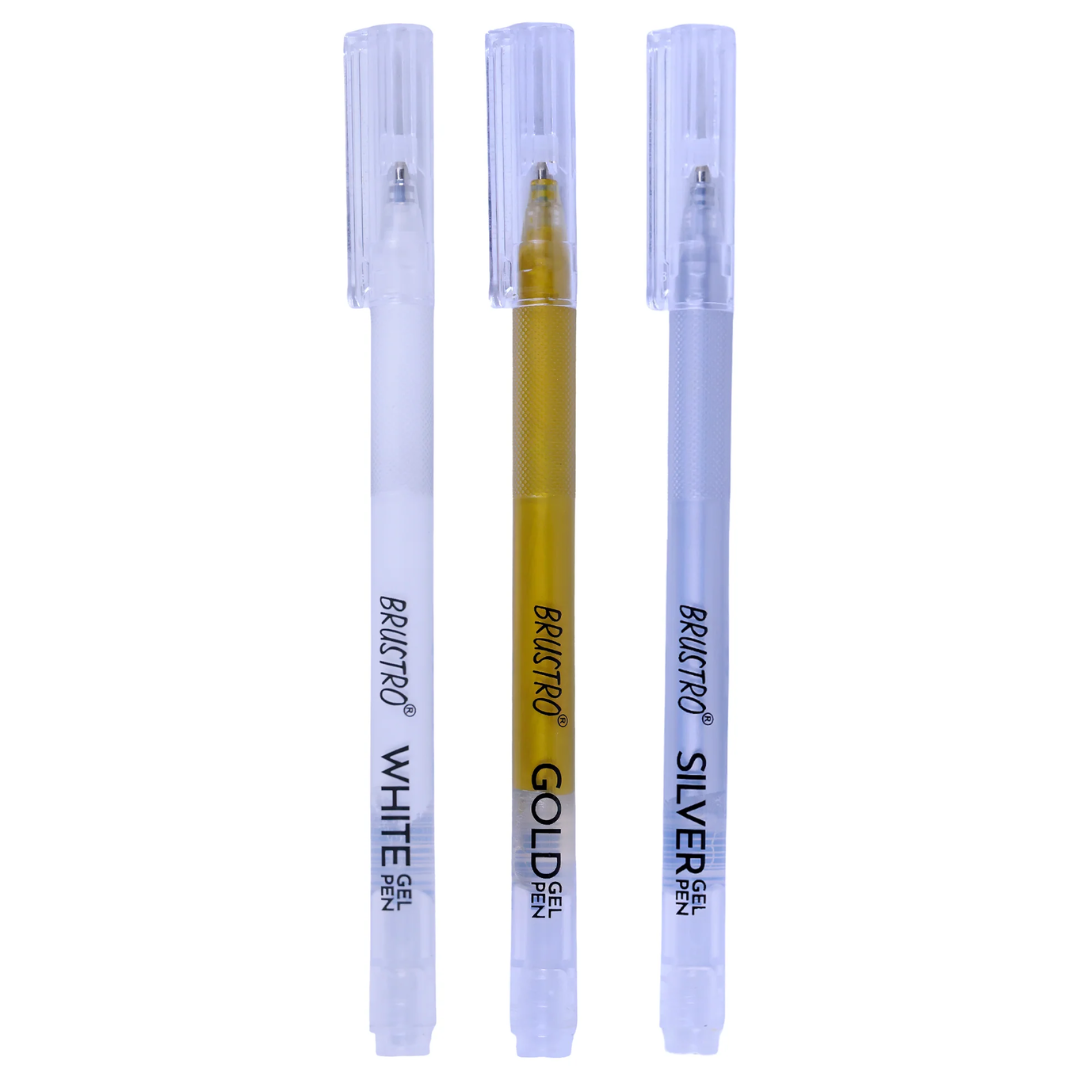 Brustro White Gold Silver Gel Pen Set