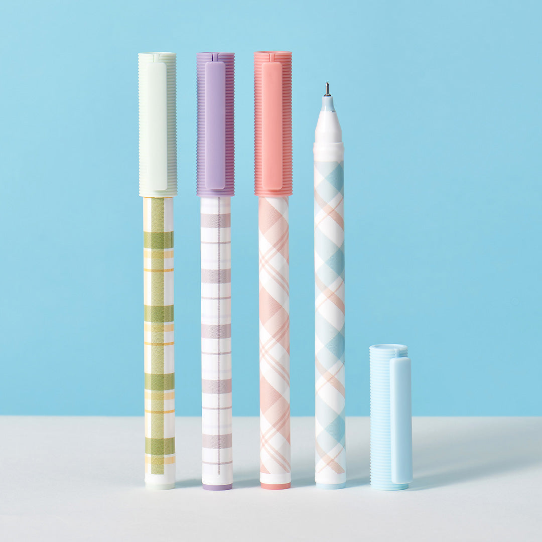 Jumbo Plaid Gel Ink Pen Set
