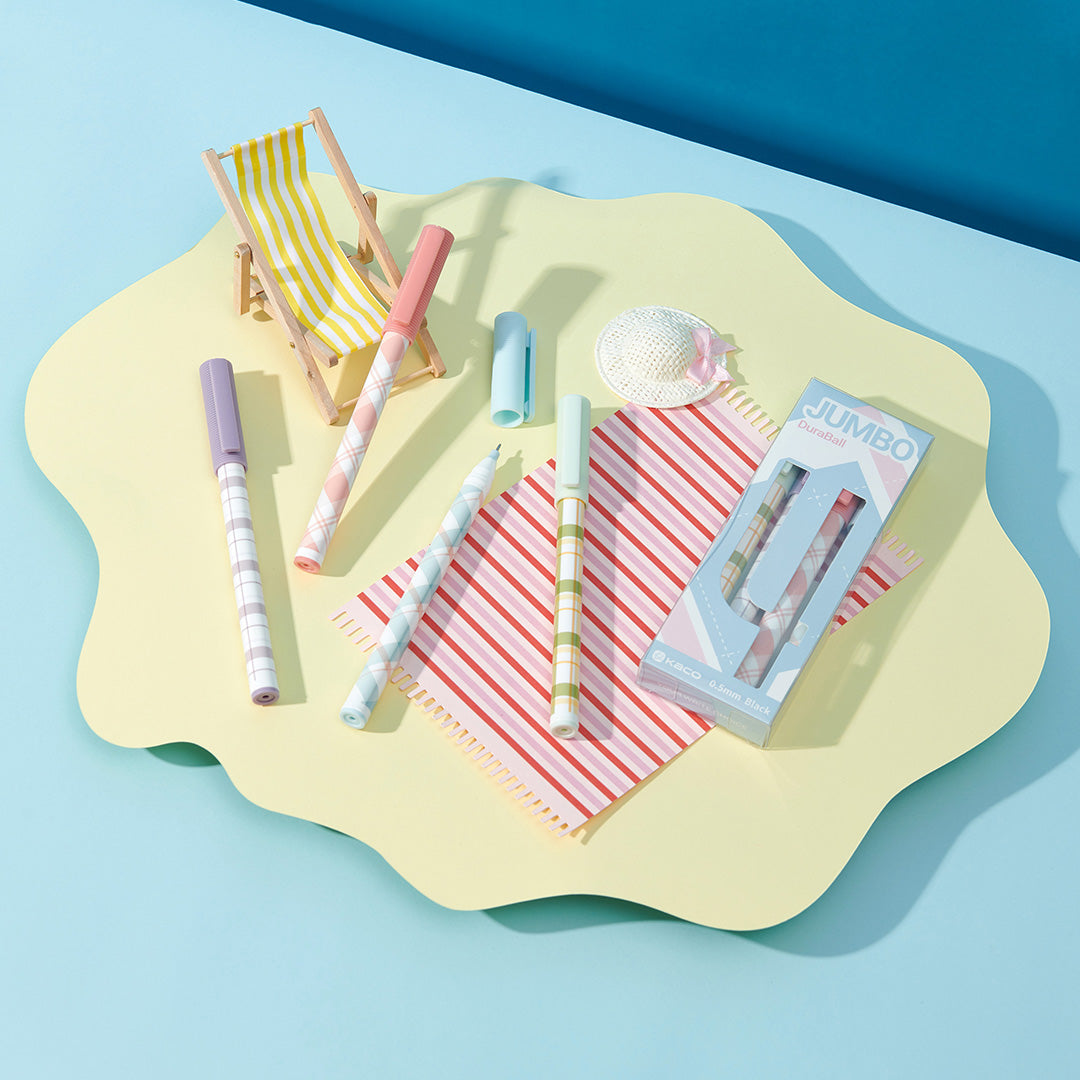 Kaco Jumbo Plaid 0.5mm Gel Pen Set