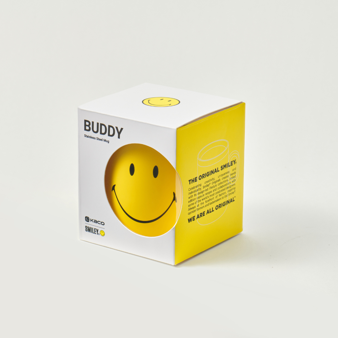 Kaco Buddy 350 ml Stainless Steel Mug(with Smiley World)