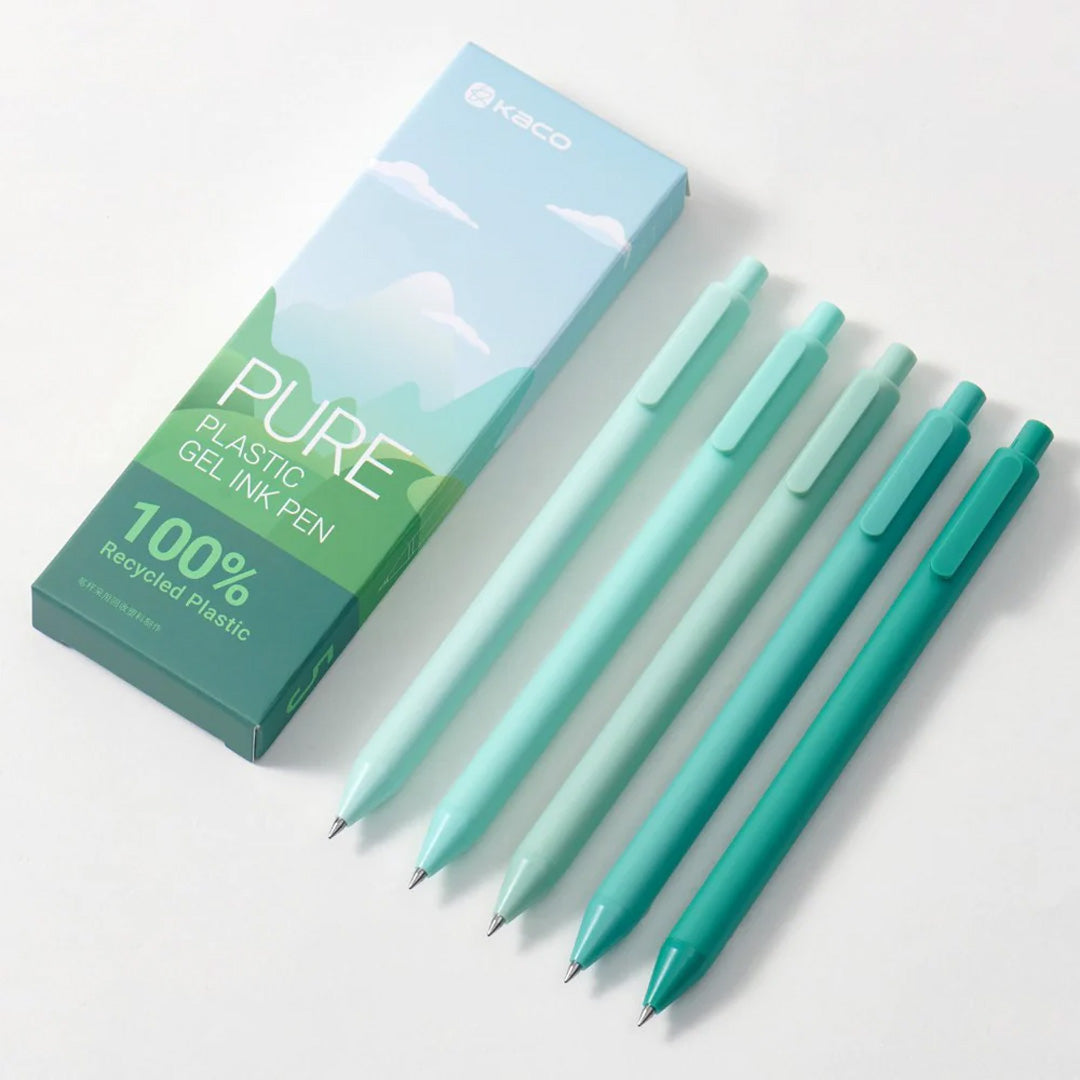 Kaco Pure Green Hills Recycled Plastic 0.5mm Gel Pen Set