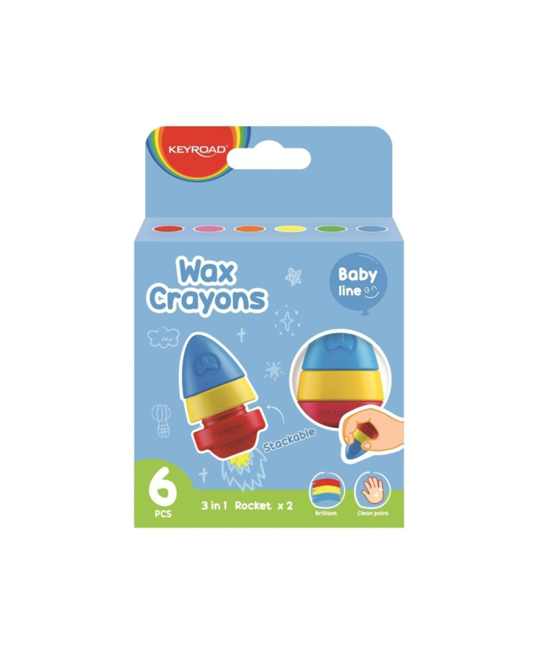 Keyroad 3IN1 Rocket Wax Crayons Set