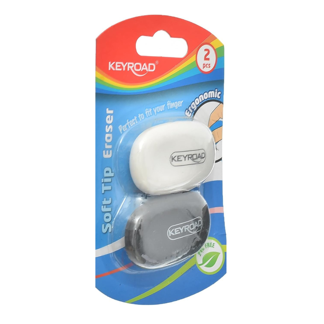 Keyroad Soft Tip Black & White Eraser-Pack of 2