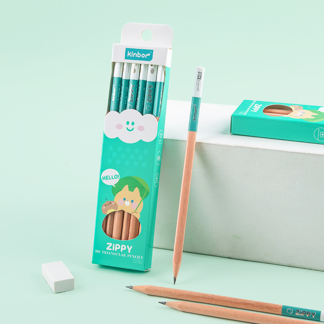 Kinbor Zippy HB Triangular Pencil-Pack of 12
