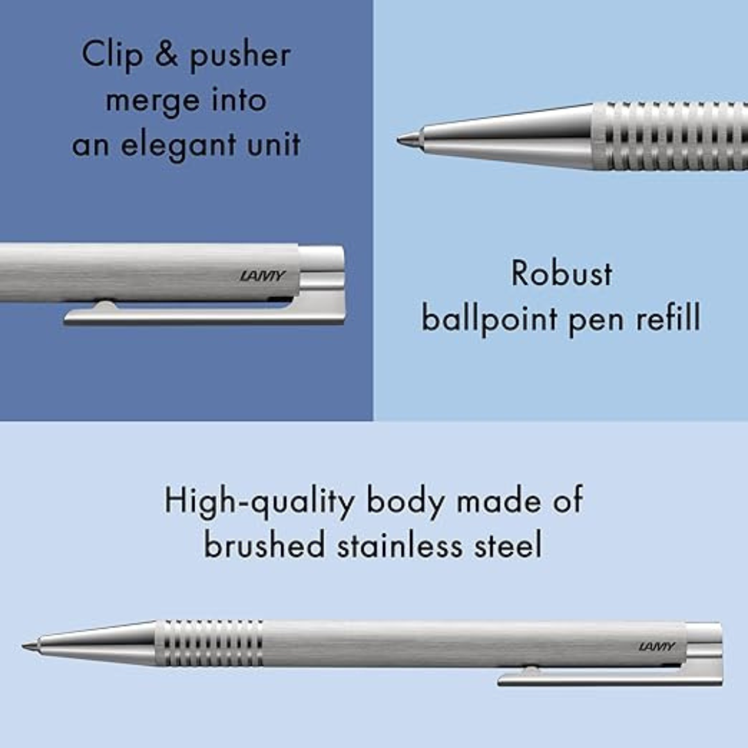 Lamy 206 Logo Brushed Stainless Steel Ballpoint Pen