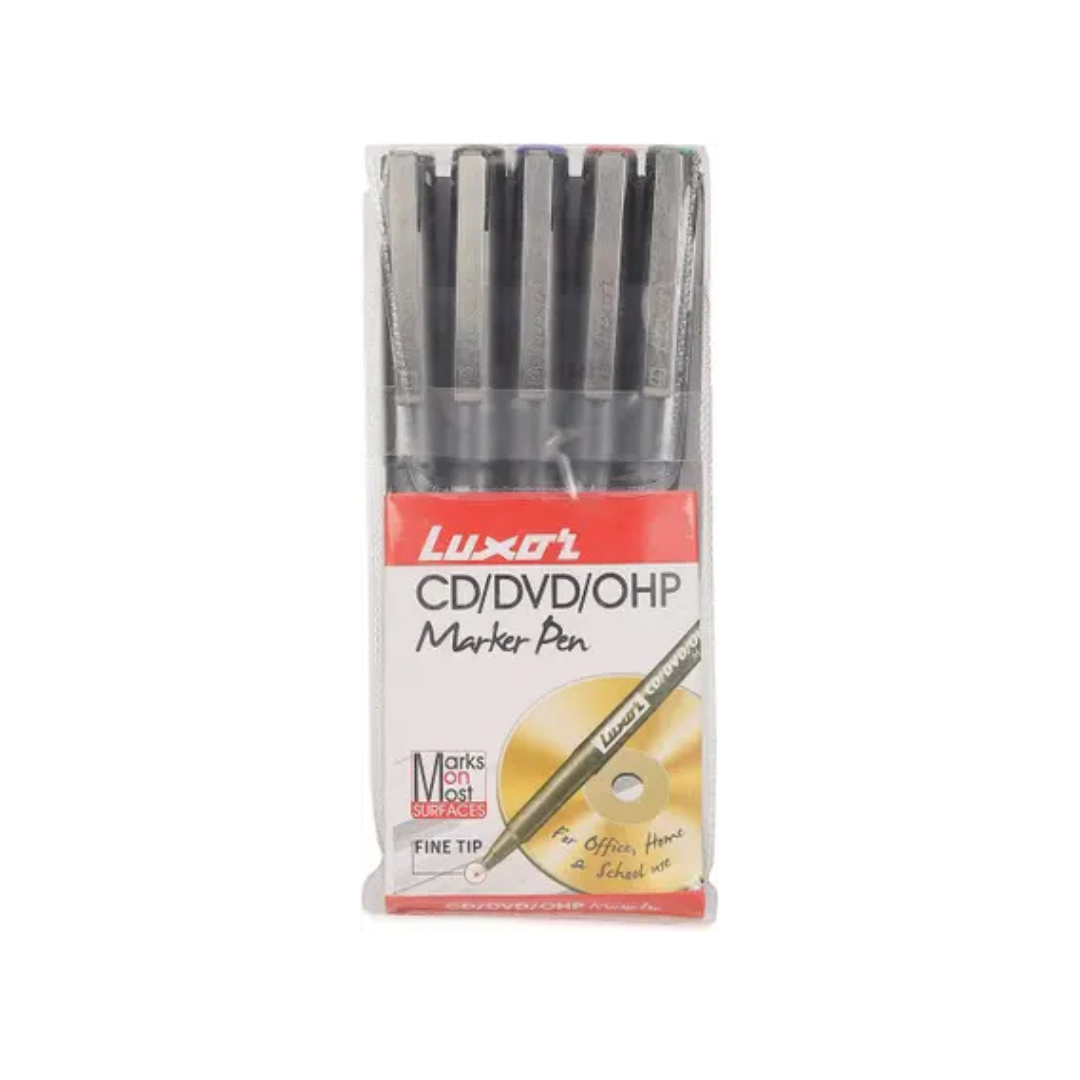 Luxor Multi-Utility OHP/ CD/ DVD Multicolor Marker Pack of 3-Per Pack 5 Markers