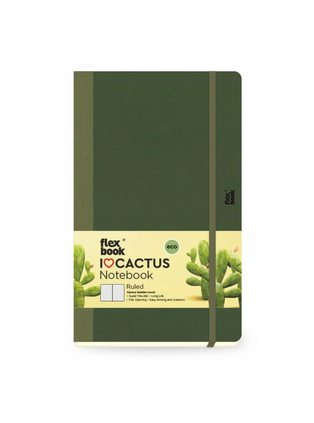 Flexbook A5 Medium Size Ruled Lined Notebook 192 Pages - Green Cactus Leaves