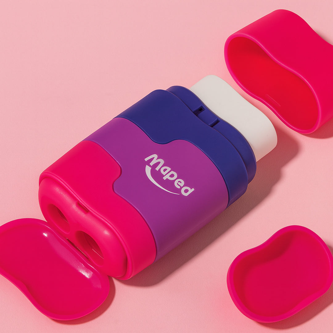 Maped-Duo Grip Erasers and Pencil Sharpener Assorted Colors
