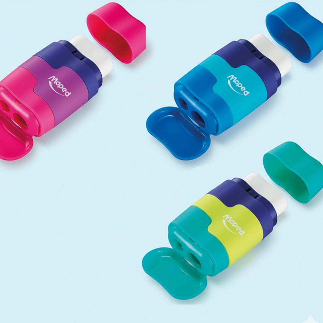 Maped-Duo Grip Erasers and Pencil Sharpener Assorted Colors