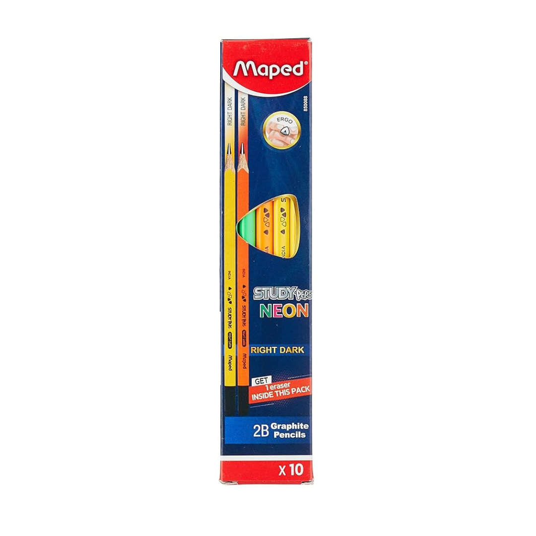 Maped Studypeps Neon Right Dark Graphite Pencils Set of 10