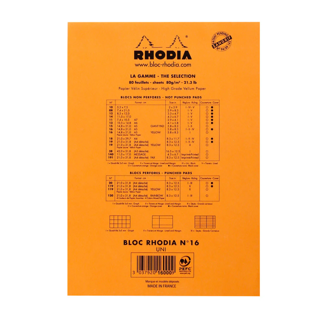 Rhodia Basics Orange Notepad 16000C