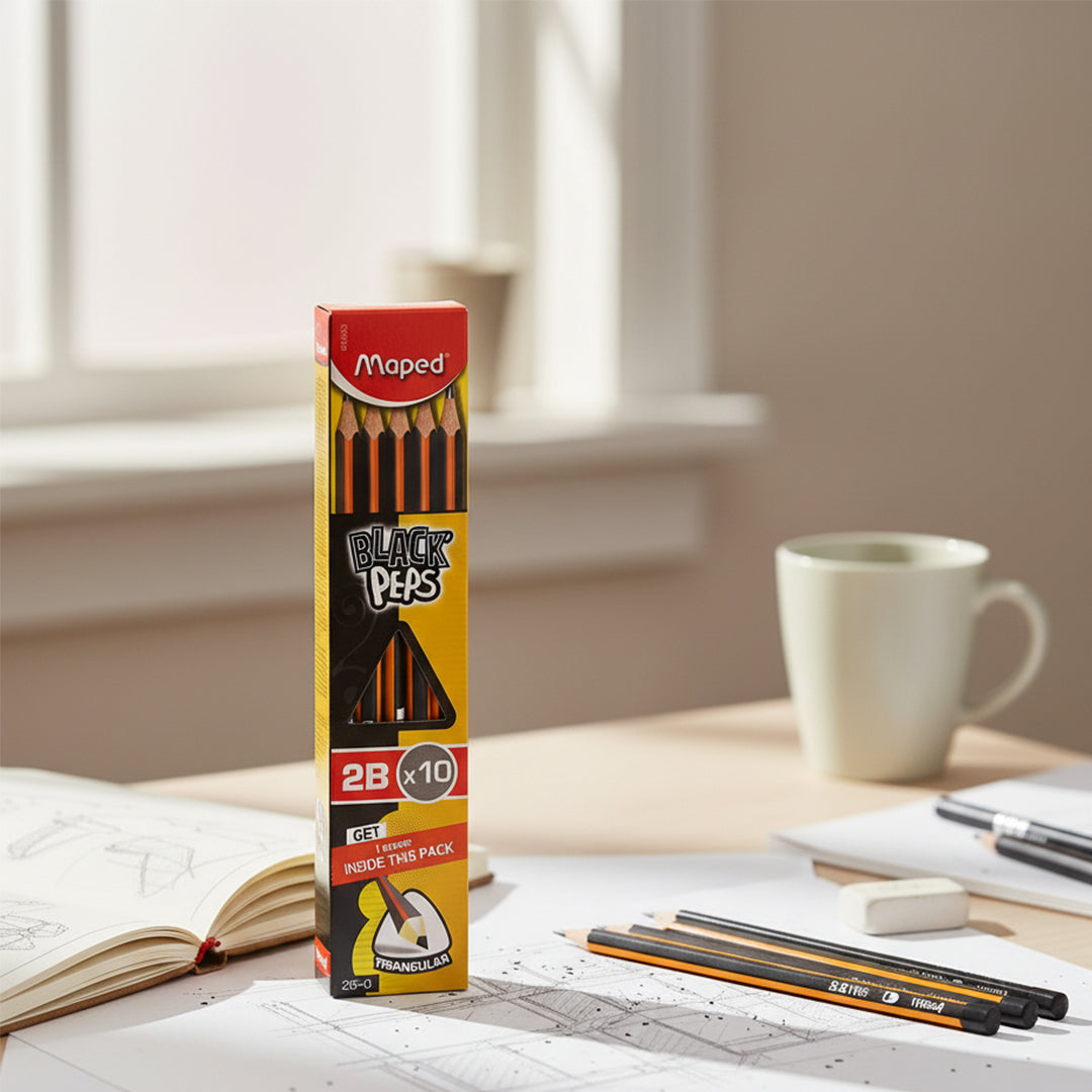 Maped Black Peps 2B Triangular Pencils