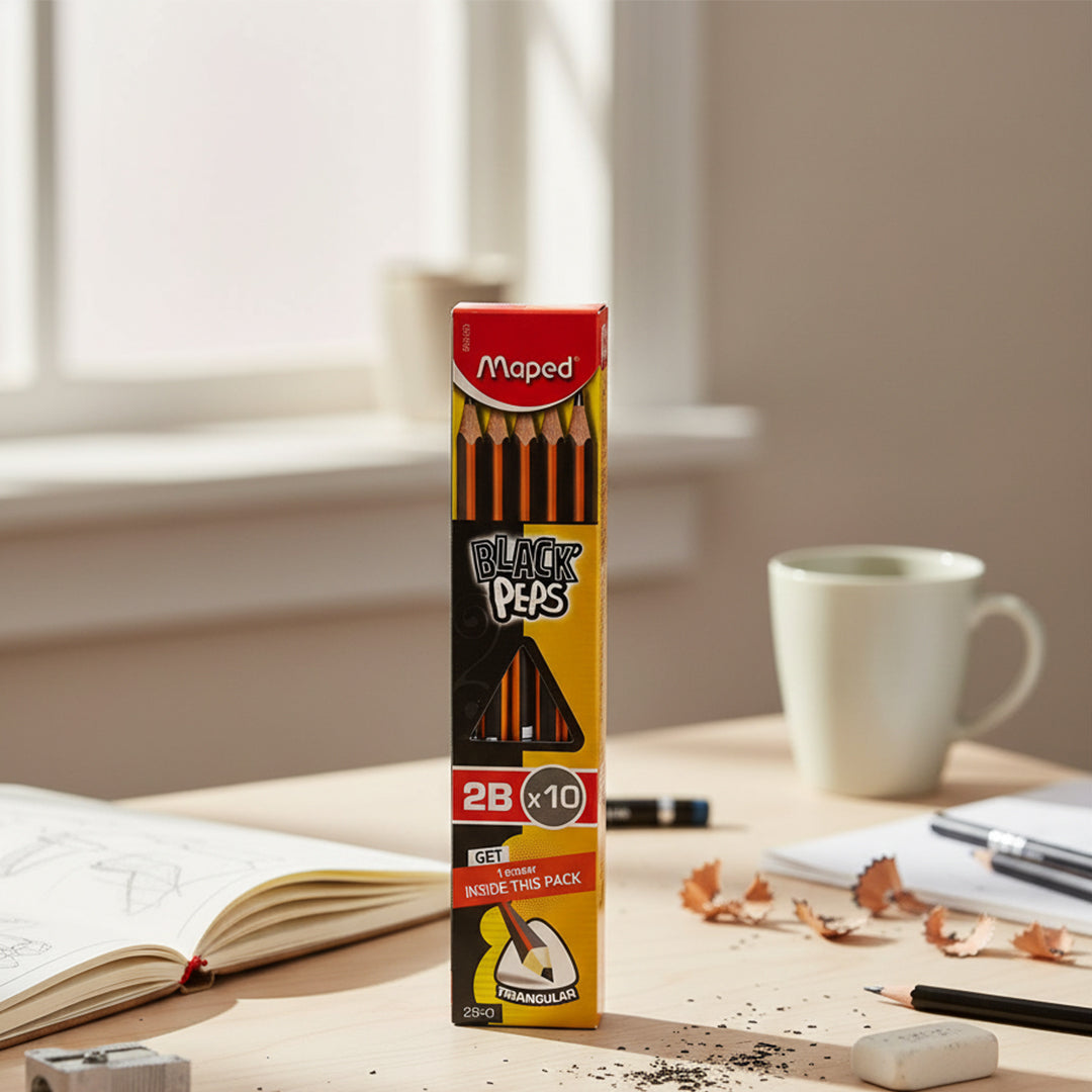 Maped Black Peps 2B Triangular Pencils