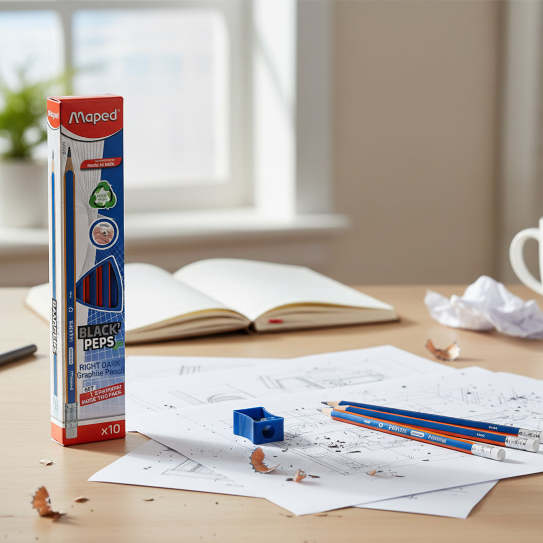 Maped Black Peps Right Dark Graphite Pencils
