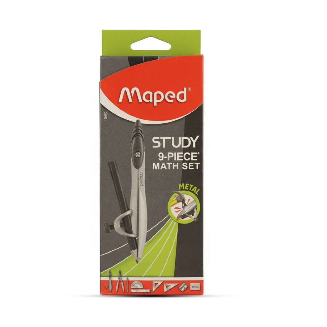 Maped Metal Essentials 9 Piece Math Set Geometry Kit