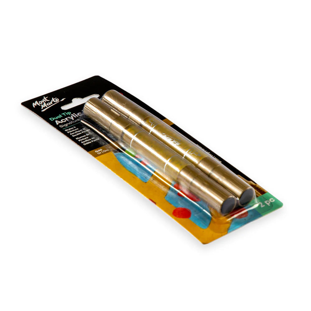 Mont Marte Dual Tip Acrylic Paint Pens  Signature Gold 2pc