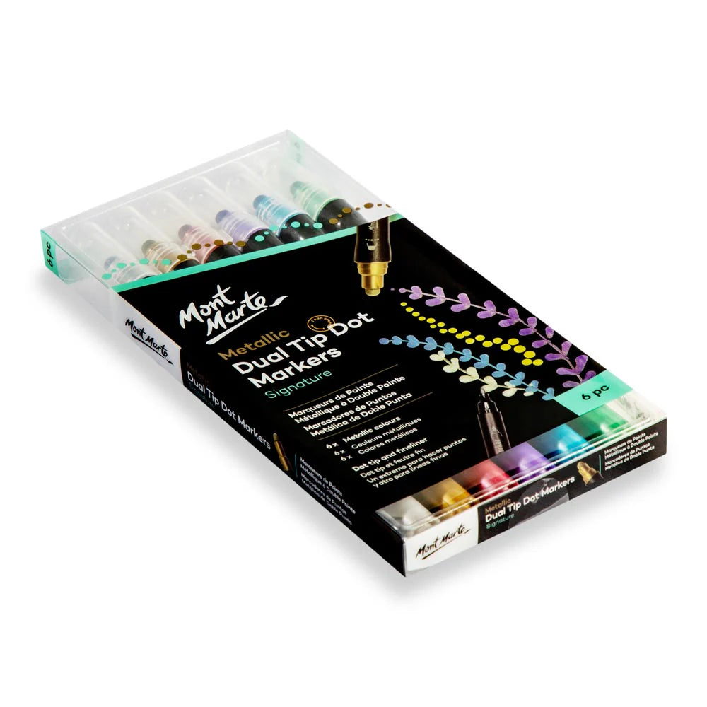 Mont Marte Metallic Dual Tip Dot Markers Signature - Pack of 6