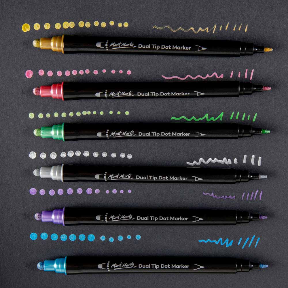 Mont Marte Metallic Dual Tip Dot Markers Signature - Pack of 6