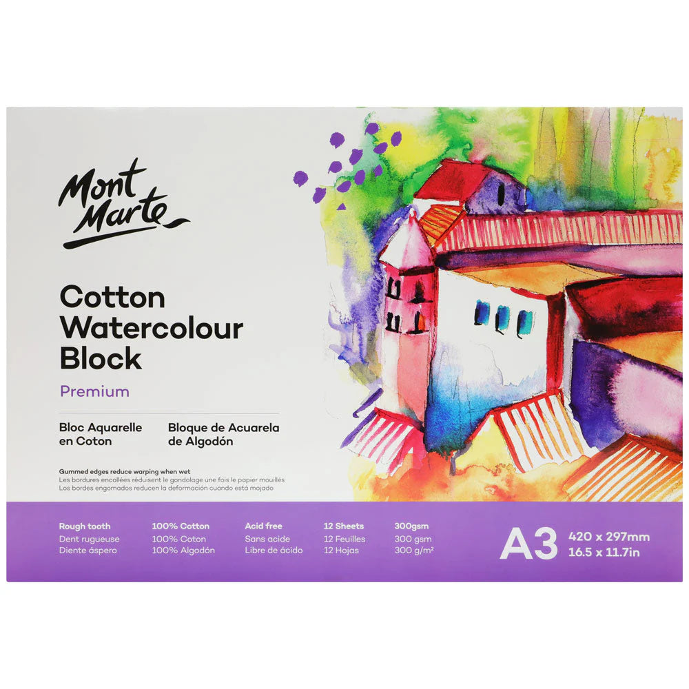 Mont Marte Cotton Watercolour Paper Block Premium