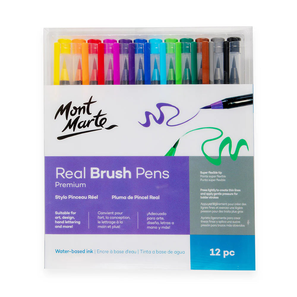 Mont Marte Real Brush Pens Premium - 12pc