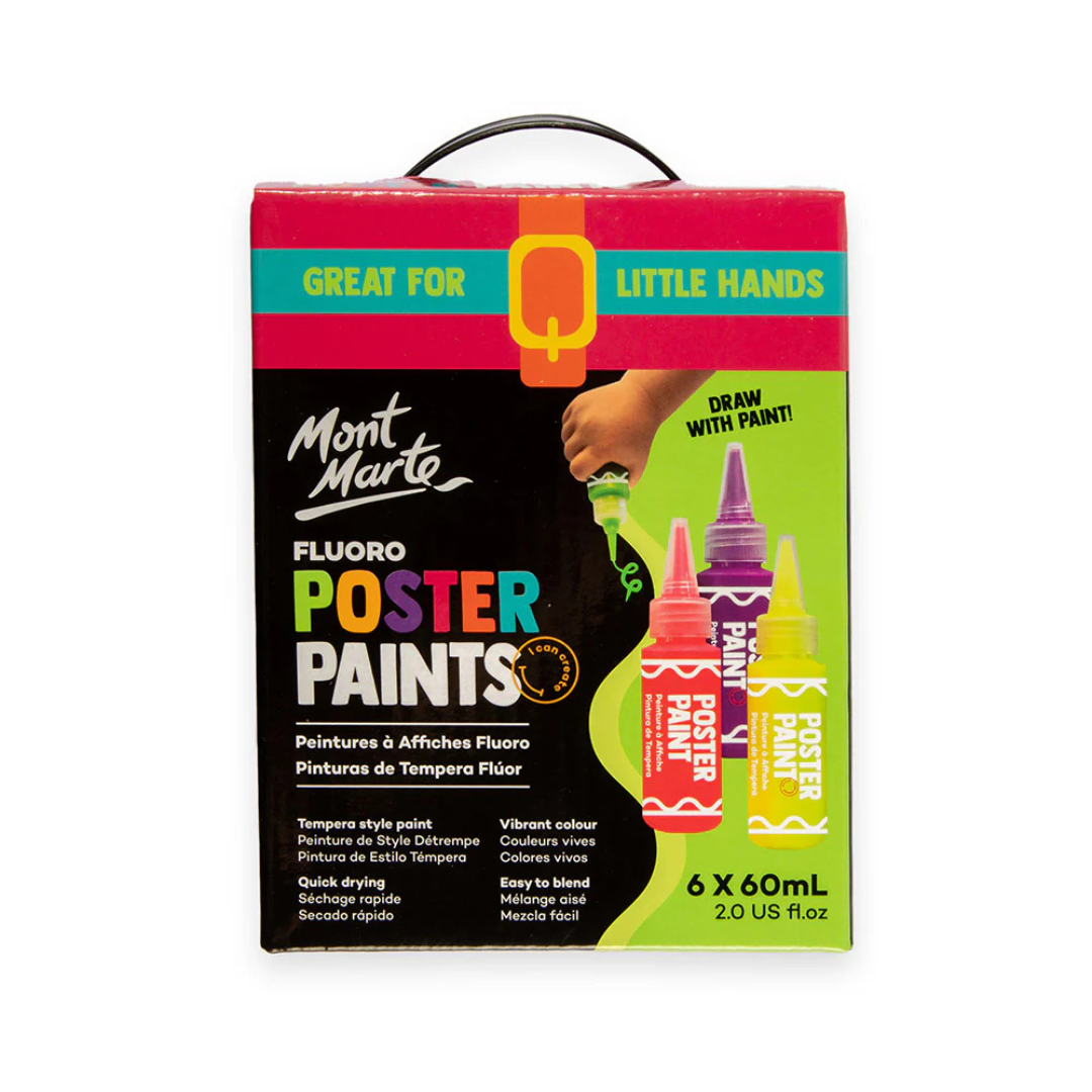 Mont Marte Fluoro Poster Paints 6pc x 60ml