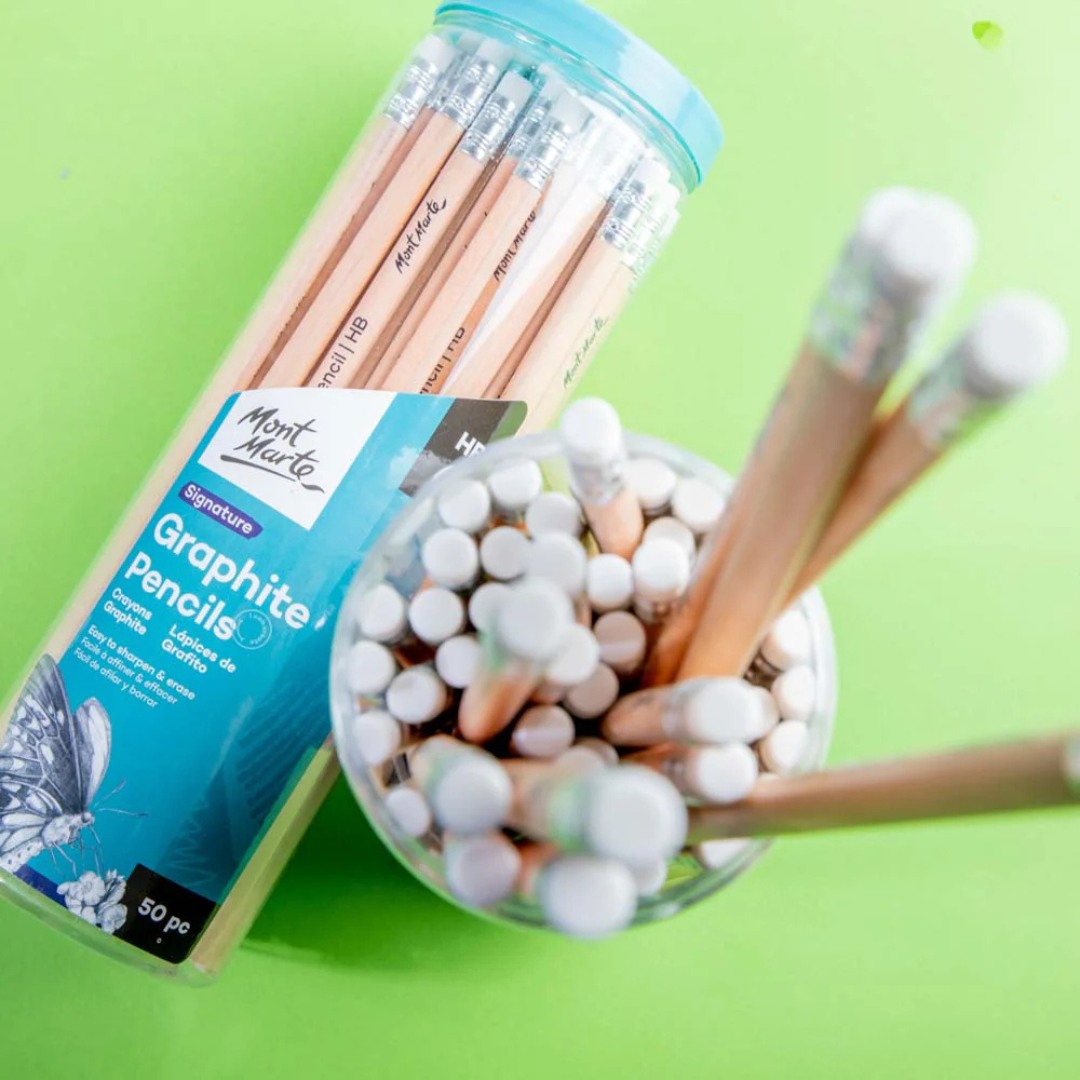 Mont Marte Graphite Pencils with Eraser Ends HB Signature 50pc