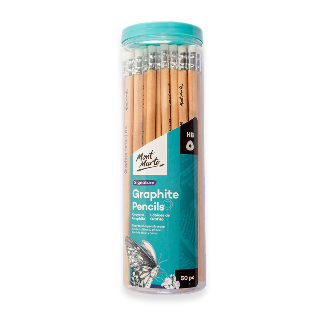 Mont Marte Graphite Pencils with Eraser Ends HB Signature 50pc