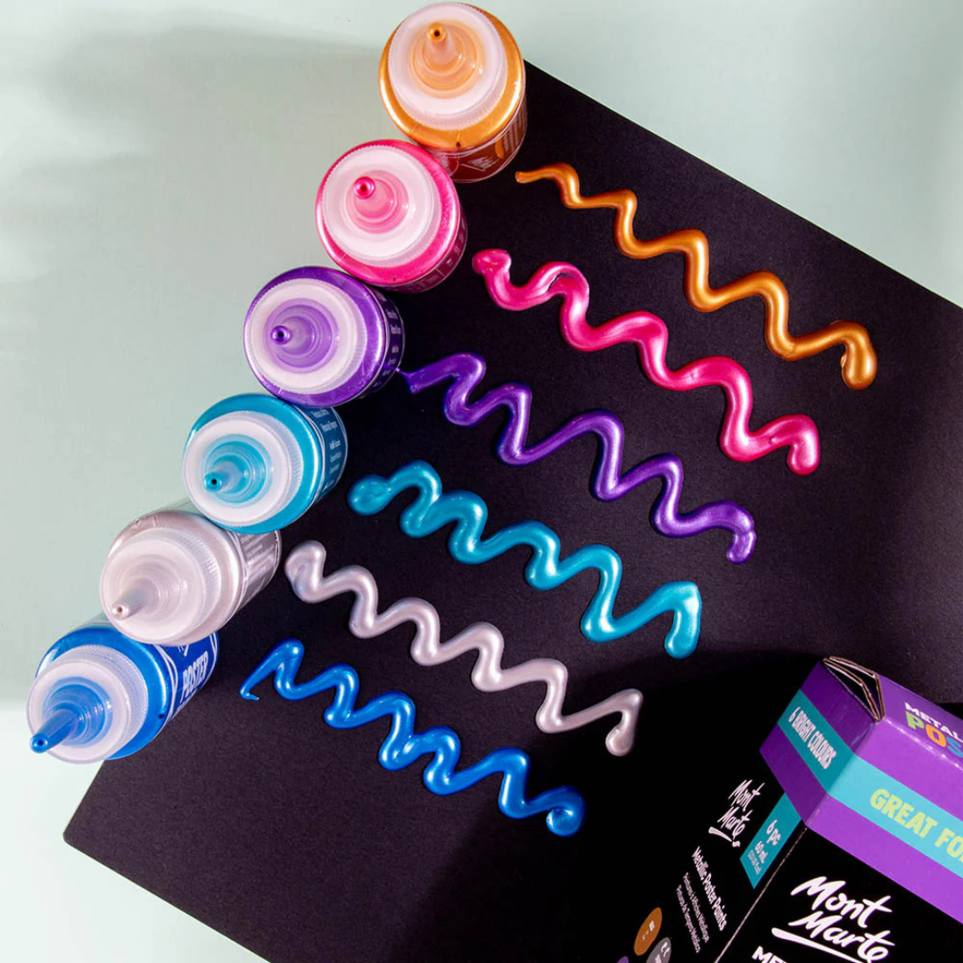 Mont Marte Metallic Poster Paints 6pc x 60ml