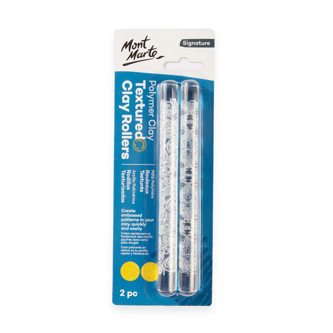 Mont Marte Polymer Clay Textured Acrylic Clay Rollers Signature 2pc